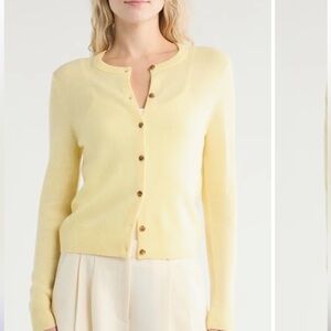 NWT Nordstrom Yellow 100% Cashmere Cardigan